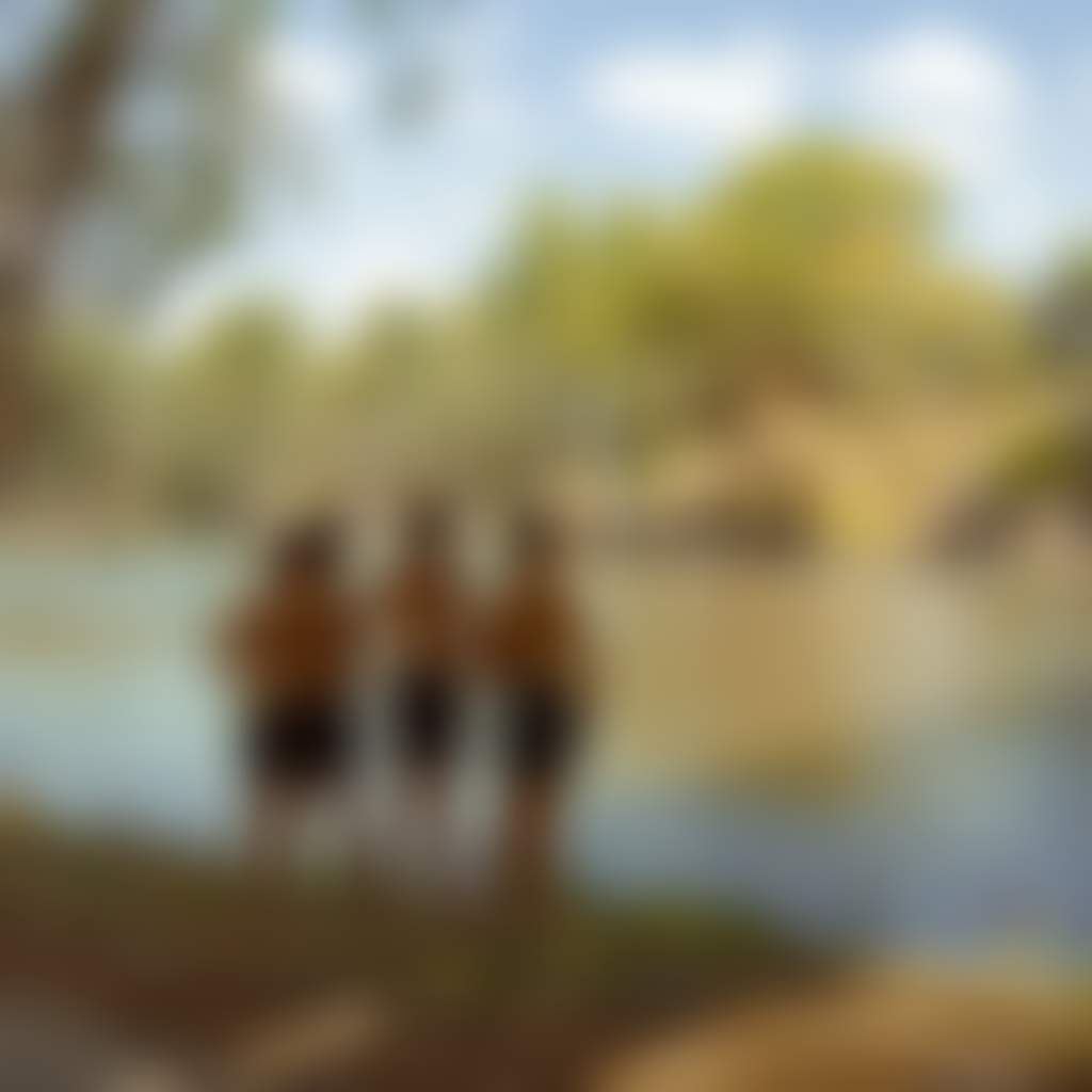 Boys swimming on riverbank in Corowa